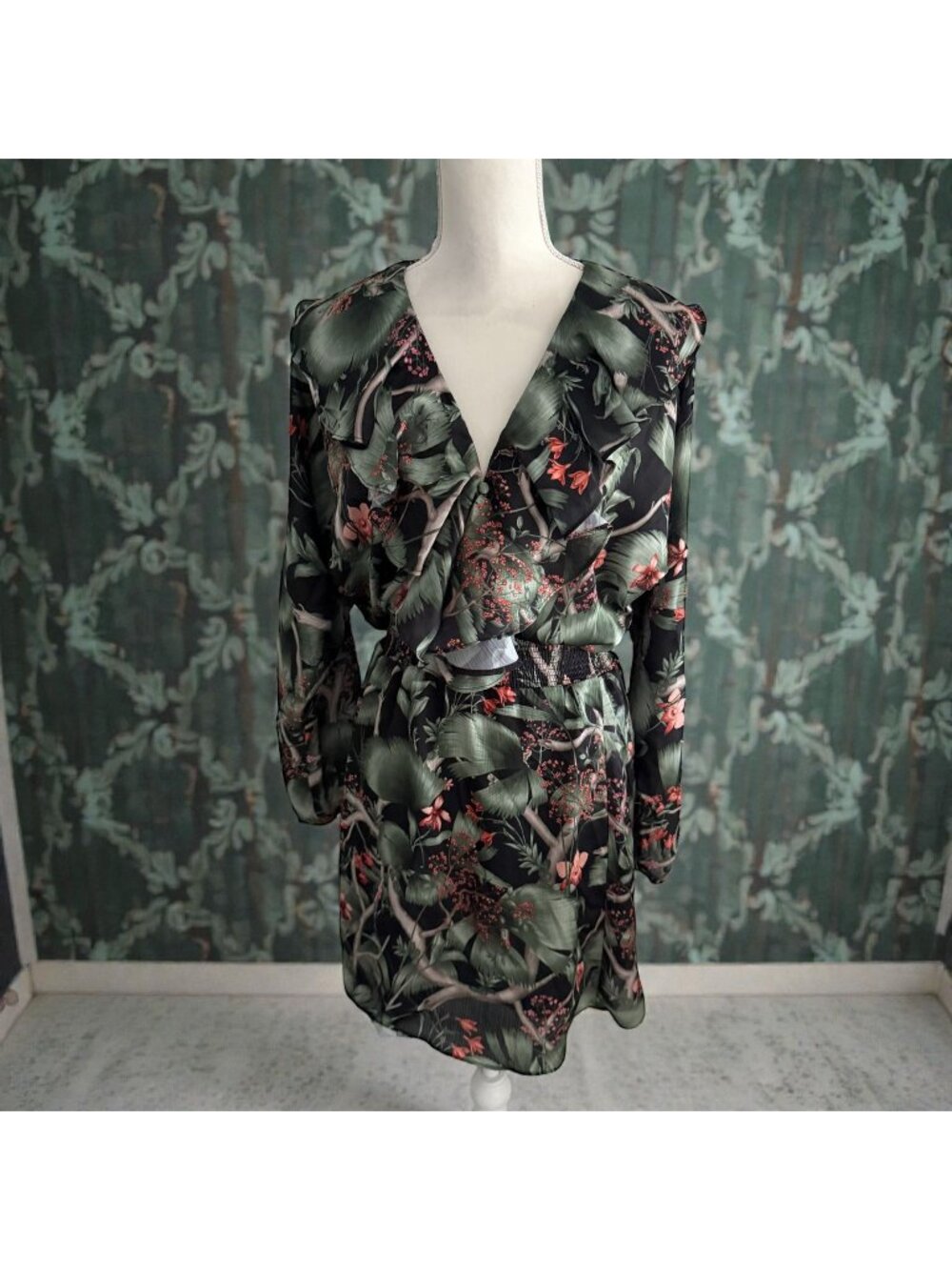 JOHANNA ORTIZ x H&M Botanical Fauna Long Sleeve Dress Size Small